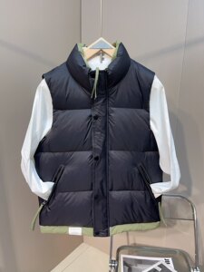 
New winter color-blocking stand collar down cotton vest for men casual 2024 loose warm vest jacket for men and women