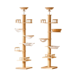 Cat Climbing Frame with a Multi-Layered Solid Wood Structure That Doesn'T Take up Much Space, a Large, Floor-To-Ceiling Cat Climbing Frame, Cat House and Cat Tree in One