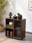 bộ bàn trà điện Tủ trà gỗ nguyên khối kiểu Trung Quốc mới có bánh xe, tủ trà có thể tháo rời, bàn trà phòng khách gia đình, bàn trà và ấm đun nước tích hợp bàn trà điện bantradaovn Bàn trà điện