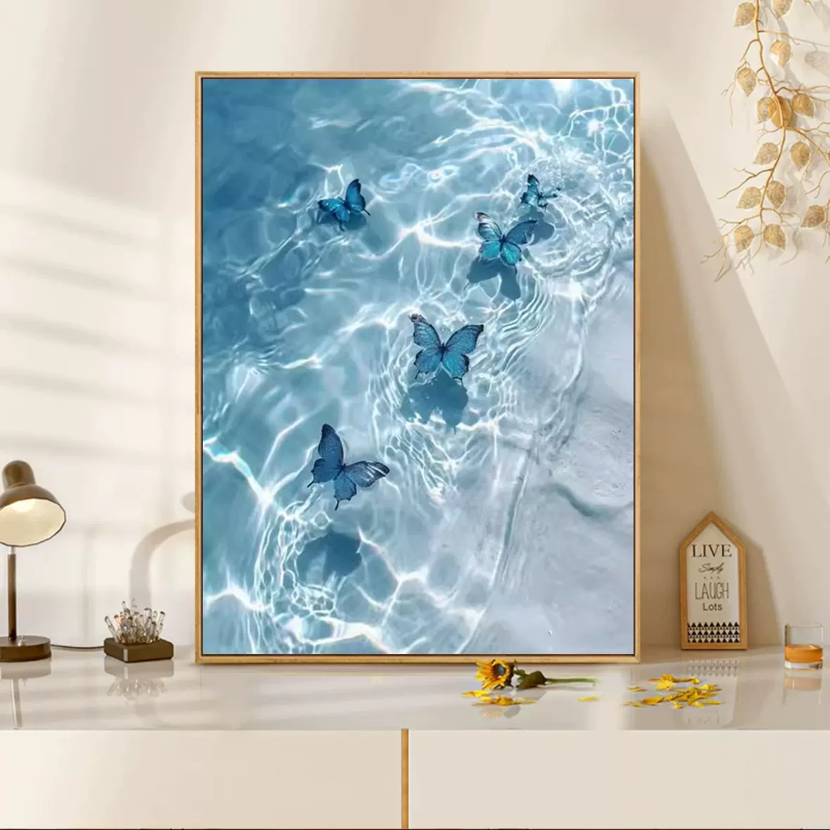 海滩蝴蝶diy数字油画新款唯美卡通手工填色丙烯画手绘解压治愈