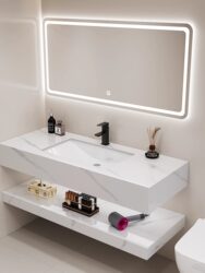 Hotel and B&B Modern Simple Double-Layer Slate Washbasin Combination Bathroom Washbasin Toilet Bathroom Cabinet Set