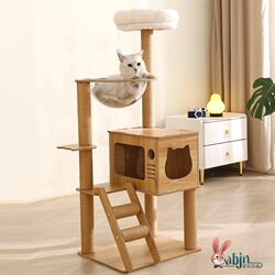 Small Household Cat Climbing Frame, Space-Saving Cat House, Cat Tree with Integrated Jumping Platform, Space Capsule, Vertical Pole, Cat Shelf, Sisal Play Area