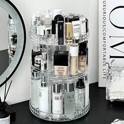 Cosmetics Storage Box, Acrylic Dressing Table, Lipstick, Skin Care Products, Perfume Storage Rack, Large Capacity Rotating Basket