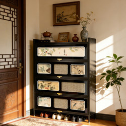 New Chinese-Style Steel Entryway Shoe Cabinet with Doors, Dust-Proof Shoe Rack, Large Capacity Multi-Layer Storage Cabinet for Home Use