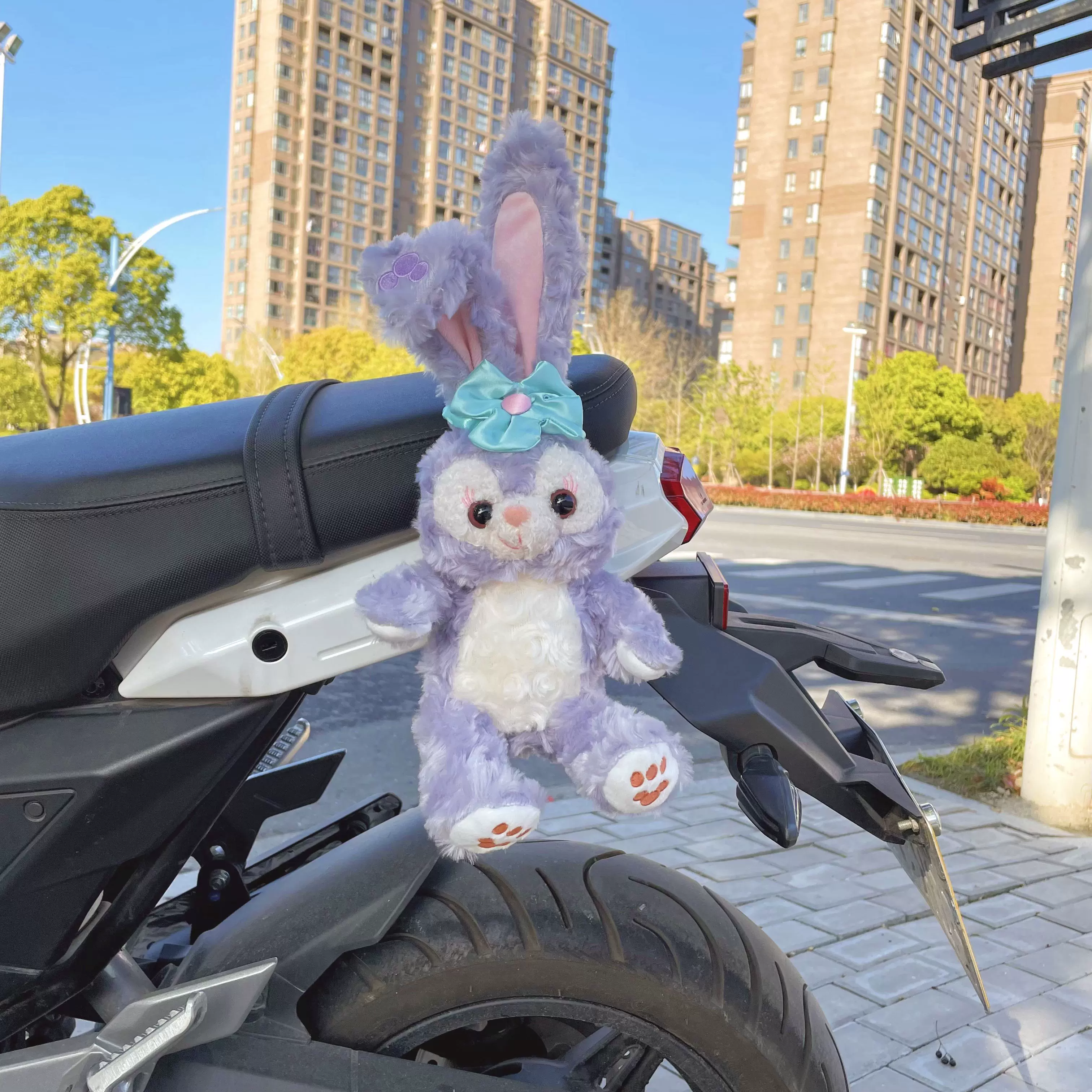 摩托机车装饰公仔电瓶电动车配件挂件草莓熊星黛露后备箱尾部汽车