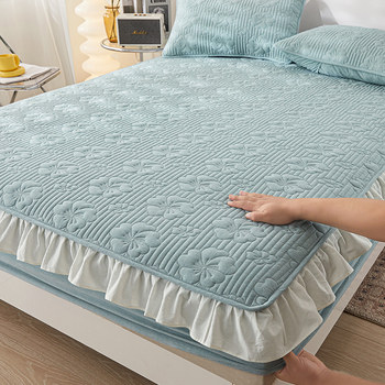 Total cotton bed belt skirt edge thickened cotton cotton cotton anti -sliding side bed covered bed cover A category mother and baby level four seasons universal
