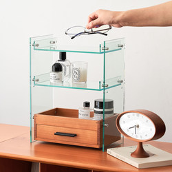 Medieval-Style Acrylic Wood-Colored Cosmetics Storage Rack Multi-Functional Desktop Organizer Cup Perfume Storage Rack Drawer