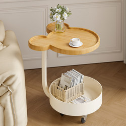 Movable Coffee Table Trolley Modern Creative Sofa Side Table Minimalist Simple Storage Rack Cream Style