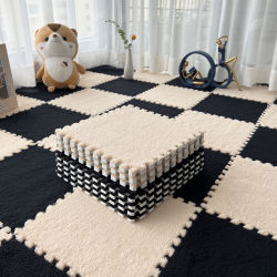 Plush Patchwork Carpet, Master Bedroom Carpet, Bedside Rug, Large Area Full-Cover Living Room Carpet, Winter Warm and Silent Home Carpet