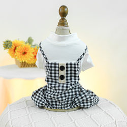 Ptecircle Pet Clothing for Small and Medium-Sized Dogs, Dog and Cat Apparel, Chaoyang Checkered Overalls