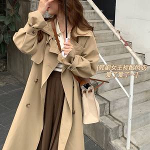 
High-end temperament trench coat for women 2025 spring and autumn loose double-breasted small mid-length coat versatile jacket