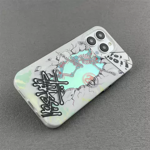 STUSSY Skeleton On Skateboard New Phone Cases Covers Trendy Fashionable iPhone 15, iPhone 14, iPhone 13, iPhone 12,
