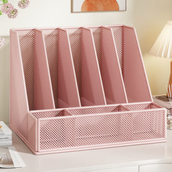 Bookend Desktop Book Storage Rack for Students, Simple Multi-Link Book Holder, Large Capacity Storage Organizer, Creative Multifunctional Metal File Rack, Desk Bookshelf, A4 Paper Document Organizer