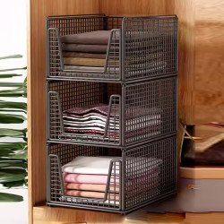 Wardrobe Storage Rack, Drawer-Type Storage Box, Bedroom Layered Partition, Stackable Clothes Organizer