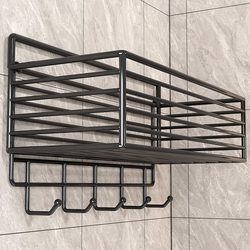 Bathroom Storage Rack Toilet Washroom Shelf Wall-Mounted Storage Rack No-Drill Wall Hanging Bathroom Storage Rack