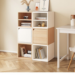 Storage Rack on the Table, Book Storage, Simple Bookshelf with Door, Square Cabinet, Free Combination Plaid Cabinet