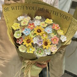 Jingdezhen Ceramic Bouquet Finished Product Birthday Gift Bouquet Sunflower College Entrance Exam Coming-Of-Age Ceremony Graduation Bouquet Eternal Flower