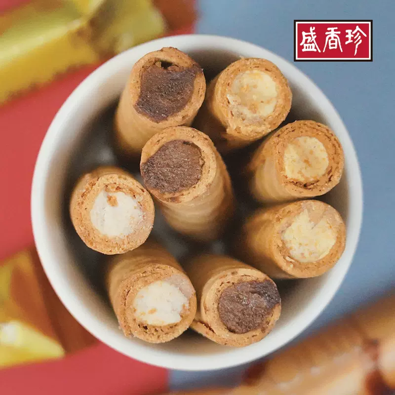 張子萱推薦款臺灣盛香珍芋頭牛奶脆卷巧克力花生夾心蛋卷兒童