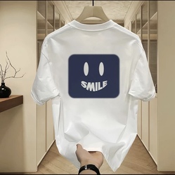 Withdrawal From The Shopping Mall ~ Tail Goods Clearance To Pick Up Missing Stock Thin T-shirt Men's Summer Smiling Face Short-sleeved Round Neck Pure Cotton Bottoming