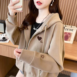 Thin Hooded Short Sweatshirt for Women, Spring and Autumn 2026 New Style, Loose Fit, Suitable for Middle and High School Students, Petite Jacket