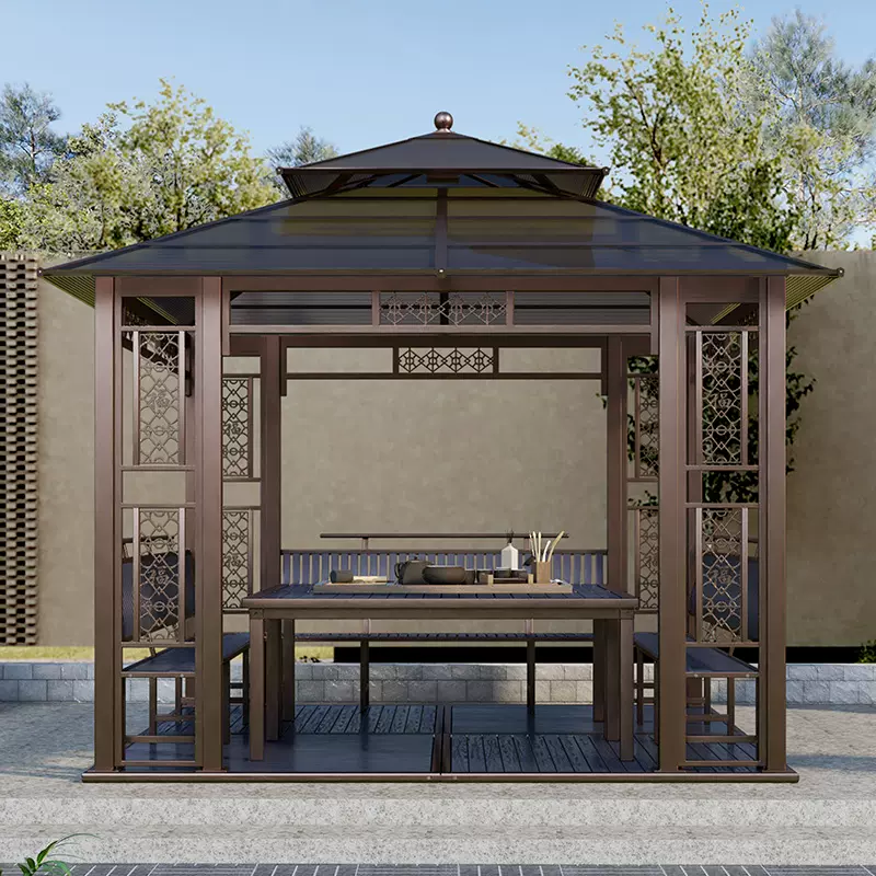 凉亭户外别墅庭院铝合金花园遮阳棚室外新中式楼顶休闲农家乐 凉亭户外别墅庭院铝合金花园遮阳棚室外新中式楼顶休闲农家乐