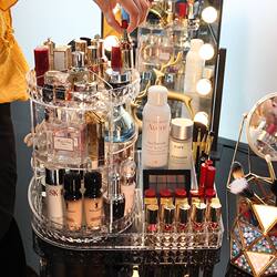 Internet Celebrity Cosmetics Storage Box Acrylic Transparent Rotating Desktop Multifunctional Dressing Table Skincare Lipstick Storage Rack