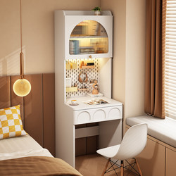 Bedside Table and Desk Combo for Bedroom, Bedside Study Desk for Boys, Small Home Computer Desk, Small Bookshelf, Narrow Against the Wall