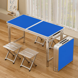 Folding Tables for Night Market Stalls, Adjustable Height, Simple Stall Setup, Construction Site Dining Table, Portable Outdoor Camping Picnic Table and Chairs