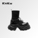 knkw streamer functional cool short boots women's autumn and winter new thick-soled black British fashion boots