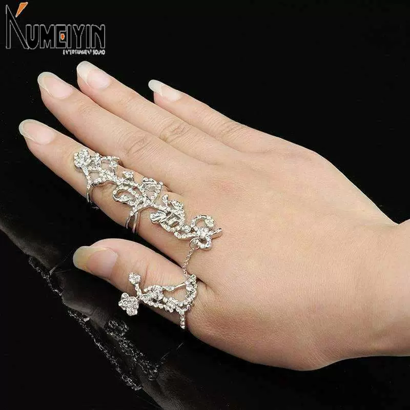 Rings Multiple Finger Stack Knuckle Band Crystal Set Womens