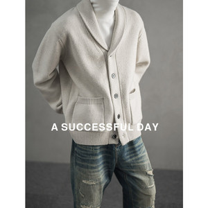 
ASSDY winter high-end green fruit collar cardigan men's 2025 winter new British light mature business knitted sweater