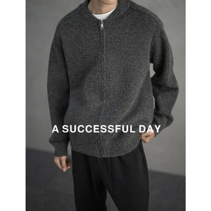 
ASSDY700G Heavy Plush Blended Old Money Style Round Neck Sweater Men's 2025 Winter Knitted Cardigan Jacket