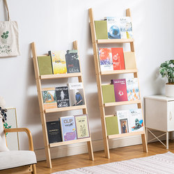 ins Wind Magazine Rack Floor-Standing Wall-Mounted Book and Newspaper Rack Solid Wood Display Rack Newspaper Storage Rack Children's Newspaper Rack Bookshelf
