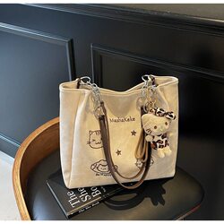 2025 New Fashionable Casual Handbag Versatile Commuter Tote Bag Large Capacity Student Class Shoulder Underarm Bag