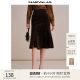 Mandesy retro skirt 2025 autumn new product elastic velvet A-swing fishtail skirt commuting OL long skirt