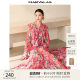 Mandesy design shirt 2025 autumn new fashion contrast printed shirt lace flared sleeve top for women