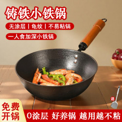 Cast Iron Pot Mini Small Iron Pot Household Cast Iron Small Frying Pan for One Person No Coating Non-Stick Pan Flat Bottom Small Milk Pot