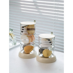 Makeup Sponge Storage Box Desktop Cosmetics Acrylic Holder Dormitory Makeup Cushion Puff Dustproof Rotating Organizer