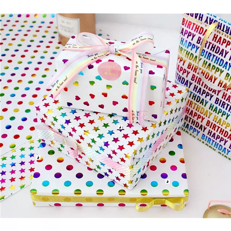 50x70cm Colorful Gift Wrapping Paper Roll for Wedding Kids