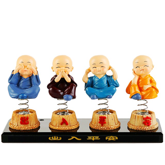 Resin cute four-no-zen little monk ornaments home and garden decoration ...