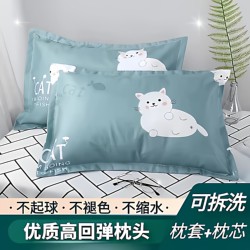 Pillow Set for Adults, Men's High Pillow for Dormitory Sleep, Includes Pillowcase, Pillow Core, Double Sleep Aid for Male and Female Students