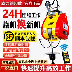 Small Electric Hoist 220V Household Remote Control Portable Hanging Lifting Machine Winch Air Conditioning Lifting Crane