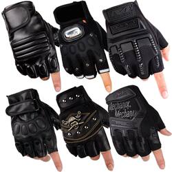 Half-Finger Gloves for Men, Suitable for Cycling, Sports, Fitness, Outdoor Training, Tactical Use, Military Enthusiasts, Driving, Fingerless Half-Leather Gloves for Men