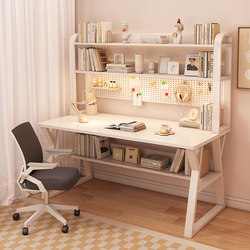 Simple Desktop Office Desk, Home Computer Desk, Desk with Integrated Bookshelf, Bedroom Study Desk, Writing Desk