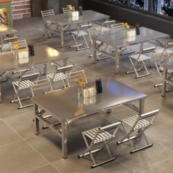 Commercial Street Night Market Food Stall Tables, Commercial Barbecue Restaurant Dining Outdoor Tables and Chairs, Foldable Stainless Steel Street Stall Tables