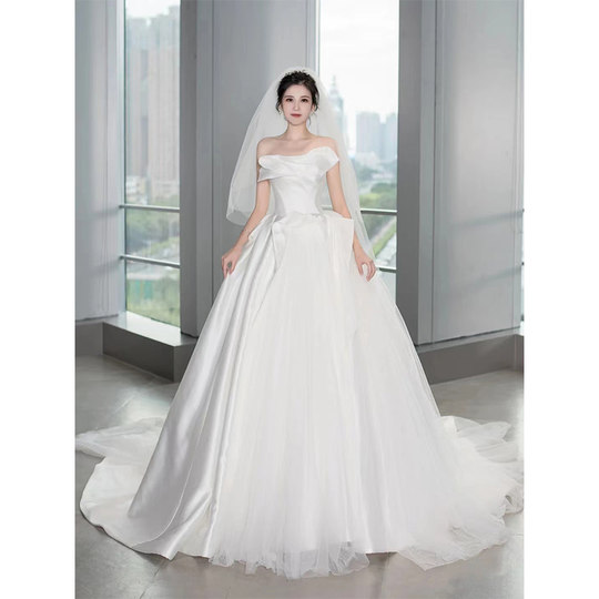 新年のチューブトップライトウェディングドレス2024新しい気質、スリム  