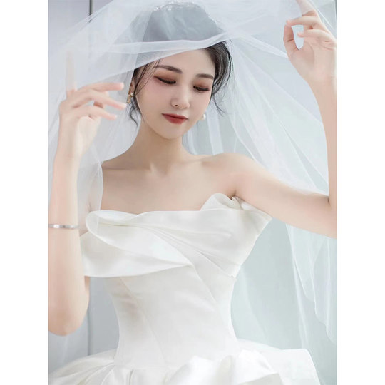 新年のチューブトップライトウェディングドレス2024新しい気質、スリム  