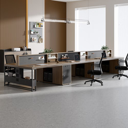 Staff Desk, Employee Workstation, Steel Frame, Simple Modern Computer Desk, Workstation Desk, Six-Person Staff Desk and Chair Set