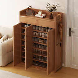 Home Entrance Solid Wood Shoe Cabinet, Multi-Layer Indoor Hallway Simple Storage Solution, 2025 New Model Dust-Proof Entryway Shoe Rack
