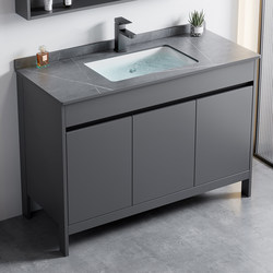 Modern Space Aluminum Floor-Standing Bathroom Cabinet Set with Integrated Washbasin and Countertop for Bathroom and Balcony